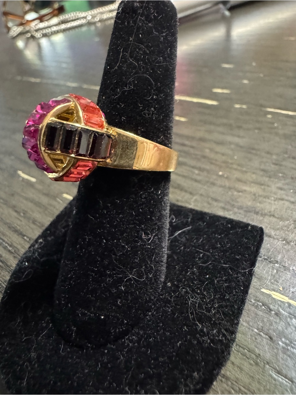 Henri bendel Gold-Tone Women's Ring with Pink Gem Accents - Picture 3 of 3